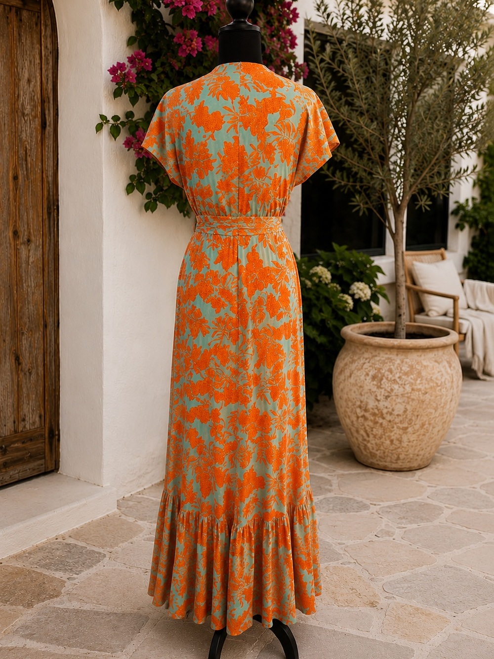XIX•Palms Honolulu, Hawaii, tropical wrap, maxi dress| size medium - Picture 4 of 5